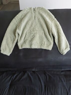 Planet Gold Sage Green Half-Zip Teddy Pullover Hooded Jacket